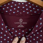 Lands' End 🦋 Lands’ End Maroon Blue Polka Dot Turtle Neck Cotton Long Sleeve Blouse 3X Photo 1