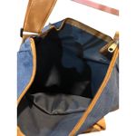 Blue Canvas Crossbody Bag with Tan Faux Leather Trim‎ Shoulder Handbag Photo 2