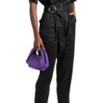 frame denim FRAME Black Cropped Twill Jumpsuit Size Medium Photo 0