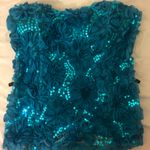 Turquoise Sequin Mesh Top Blue Photo 0