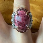 Norwegian Thulite Garnet Sterling Silver Cocktail Ring Size 6.75 Photo 0
