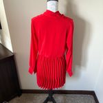 Maje  Rivage Tie-Neck Dress Red Pleated Womens Size Medium (2) Photo 3