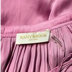 Ramy Brook  Maty Blouse Women's Small Pink Satin Tie Neck Long Sleeve Pleats Photo 6