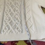 J.Crew  Embellished Cable-knit crewneck sweater with crystals (Sz L) White Photo 10