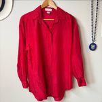 EXPRESS Vintage  RED Oversized Pure SILK Button Down Shirt Top Small S 90s Photo 0