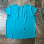 Ann Taylor Women's Turquoise Blouse Size Medium Short Sleeves Photo 3