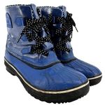 Sorel Tivoli II Snow Rain Boots Lace Up Leather Polka Dot Lined Outdoor Blue 9 Photo 0