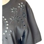 Rails  Shirt‎ Women Extra Small Vintage Black Cotton Eyelet Embroidery Byrdie Tee Photo 7
