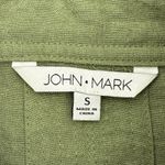 John Mark  Olive Green Textured Button Front Shirt Tunic Top Size Small Roll Tab Photo 7