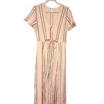 Privacy Please  Maxi Sherman Dress in Pink Button Up Tie Side Slits Size Medium Photo 1