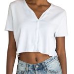 Brandy Melville Jessie White Crop Top Button Front Vneck S M Photo 1