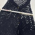 Free People NWOT Navy Blue Boho Crochet Sweater Vest size large Photo 6