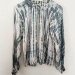 Starkx Kylie Top Green Tie Dye Silky Blouse Ruffle Long Sleeves Size XS Photo 0