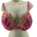 Cacique  Pink Orange Green Floral Embroidered Lined Cups 42D Bra Photo 0