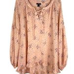 a.n.a . Peach Boho Tunic Top with Ties and Ruffles Women’s Size Medium Photo 0