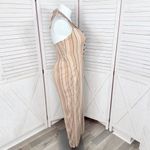 American Eagle  Boho Striped Gauze Wide Leg Smocked Jumpsuit Beige Large Photo 3