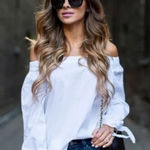 Free People  off the‎ shoulder white bow blouse size small blogger favorite Photo 0