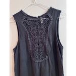 Free People Black Crochet Lace Detail Sleeveless Button Back Mini Dress M Photo 1