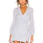 Majorelle  Miranda‎ Mini Wrap Dress in Blue Picnic Size Small Photo 0