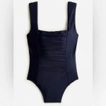 J.Crew NWT Ruched Square Neckline Navy One Piece Bathing Suit Size 22 Photo 2