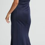 NWT Navy One Shoulder Formal Maxi Dress With Slit Blue Size 0 Photo 3