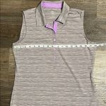 EP New York Women's Sleeveless Purple Striped Polo Golf Top Medium Photo 3