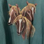 Vintage 80s 90s green cottagecore western horse graphic sweatshirt XL Photo 1