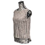 Cyrus Open Knit Sheer Crochet Blouse Women’s Beige Cottagecore Coquette Top M Photo 2