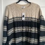 Croft & Barrow Women’s Acrylic Black Beige Cable Knit Striped Sweater XL NWT Photo 4