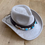 No Brand Western Cowgirl Hat with Concho Band One Size Beige Blue Photo 0