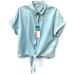 Only NWT US 2 EU 34  Light Blue Denim Women’s Button Down Knot Dress Shirt Top Photo 0