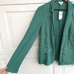 J.Jill NWT Womens Blazer Jacket Green Blue Stripe Knit Linen Blend Small Photo 5