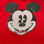 Disney  Womens Size Medium‎ 7 - 9 Red Mickey Mouse Face Clear Sequin Sweatshirt Photo 1