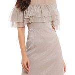 Gianni Bini  Cream Silver Flutter Sleeve Mini Dress Photo 0