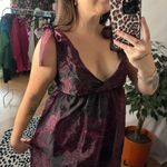 Nordstrom DR2 by Daniel Rainn Organza Floral Print Tie Shoulder Maxi Dress Maroon Size XS Photo 6