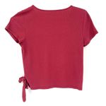 American Eagle  AE Button Wrap Front Short Sleeve Ribbed Crop Top Photo 2