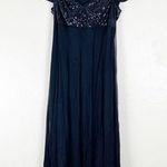 Tadashi Collection 100% Silk Sequin Top Chiffon Skirt Back Zipper Dress Size 12 Photo 0