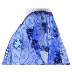Cobalt Blue Mesh Caped Floral Print Top with Sequins And Beading Photo 4