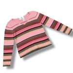 Emma James Petite Striped Multicolor V Neck Sweater Pink Brown Large Photo 11