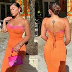House Of CB  'Aiza' Flame‎ Orange Maxi Dress NWOT size XS Photo 1