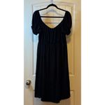 Blush Puff Sleeve Smocked Waist Maxi Dress Square Neck Tie Front Ruffle Hem XL Black Photo 2