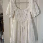 Corset Style Waist Floral Eyelet White Mini Dress Size M Photo 4