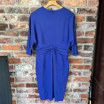 Escada Blue Jersey Faux Wrap Sheath Dress, 40 Size 10 Photo 5
