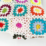 Crochet Granny Square Neck Crop Top Vest Colorful Knit Sleeveless One Size White Size M Photo 3