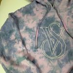 Victoria's Secret Tie Dye Hoodie Sweatshirt Pink Gray Blue VS Logo Size M Photo 3