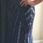 Navy Sequin Gown Blue Size 2 Photo 0