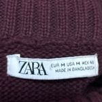 ZARA  Women's Purple Knit Long Sleeve Turtleneck Pocket Oversized Sweater Top M Photo 3