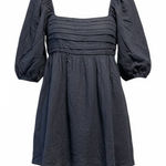 Abercrombie & Fitch Navy Smocked Puff Sleeve Mini Dress Babydoll Size Medium NWT Photo 0