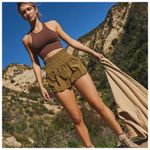Free People FP Movement The Way Home Athletic Short, Olive Army Green sz. M Brown Size M Photo 7