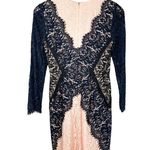 Anthropologie Peter Som x Made in Kind Patchwork Lace Long Sleeve Pencil Dress Pink Navy 0 Photo 2